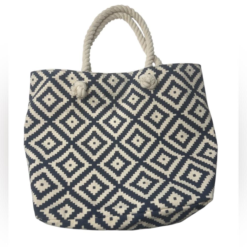 Summer & Rose Navy and White Eva Longoria Tote Bag Purse